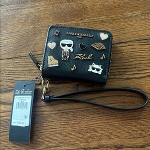Karl Lagerfeld Black Wallet with Gold and White Details